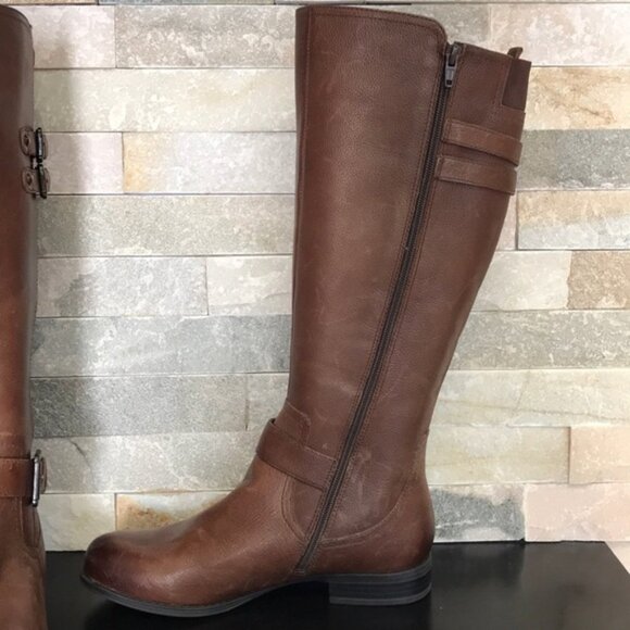 Naturalizer Chestnut Moto Boots with Buckle Detail - Picture 6 of 9